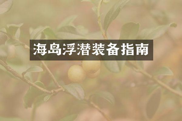 海岛浮潜装备指南