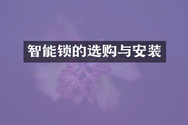 智能锁的选购与安装