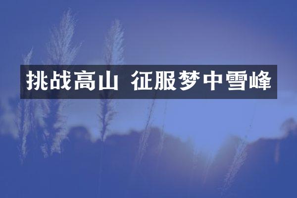 挑战高山 征服梦中雪峰