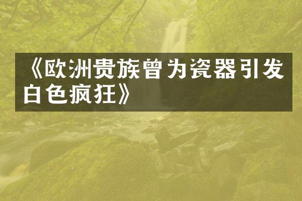 《欧洲贵族曾为瓷器引发白色疯狂》