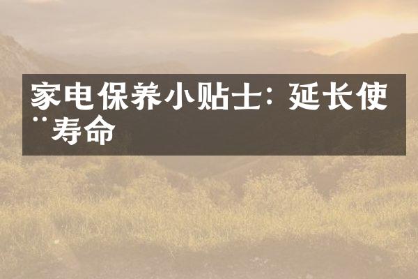 家电保养小贴士: 延长使用寿命