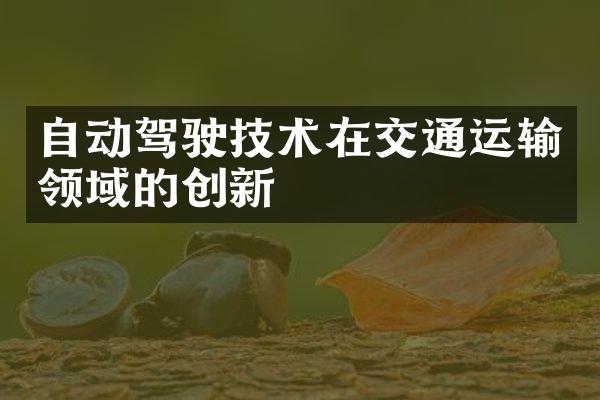 自动驾驶技术在交通运输领域的创新