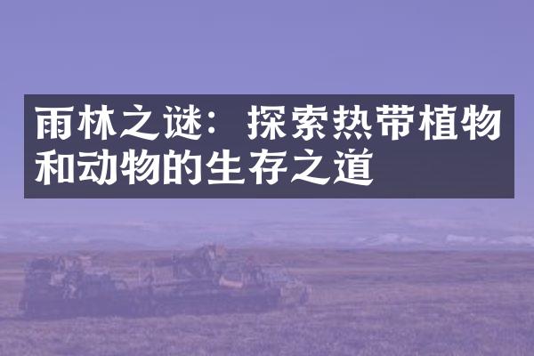 雨林之谜：探索热带植物和动物的生存之道