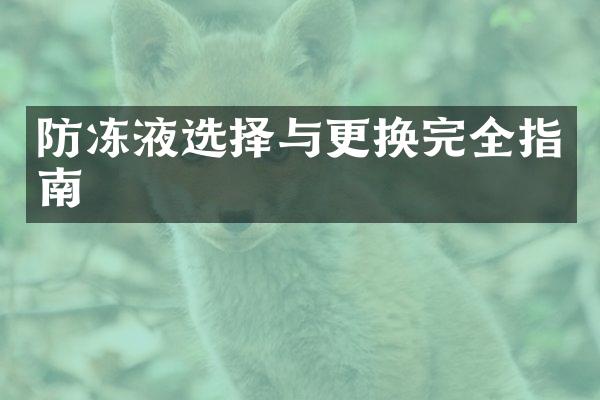防冻液选择与更换完全指南