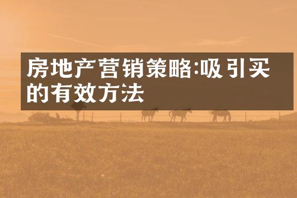 房地产营销策略:吸引买家的有效方法