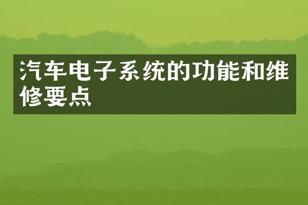 汽车电子系统的功能和维修要点