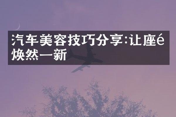 汽车美容技巧分享:让座驾焕然一新