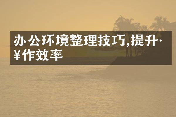 办公环境整理技巧,提升工作效率