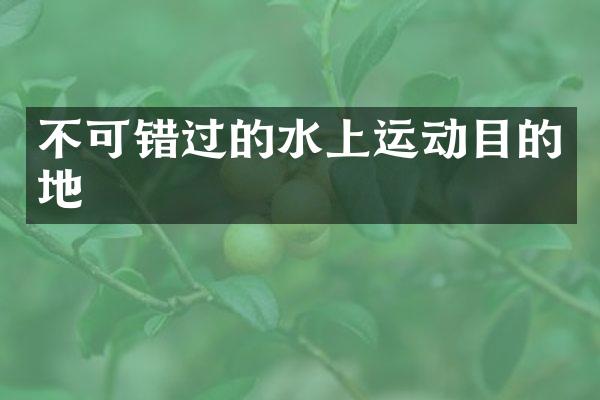 不可错过的水上运动目的地