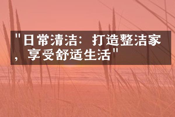 "日常清洁：打造整洁家园，享受舒适生活"