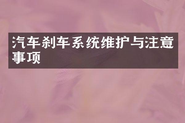 汽车刹车系统维护与注意事项