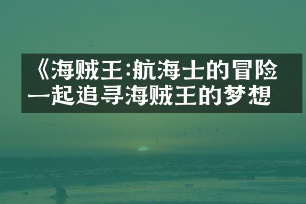 《海贼王:航海士的冒险》一起追寻海贼王的梦想