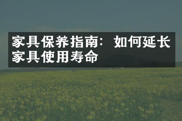 家具保养指南：如何延长家具使用寿命