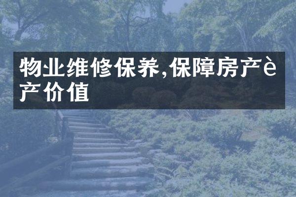 物业维修保养,保障房产资产价值