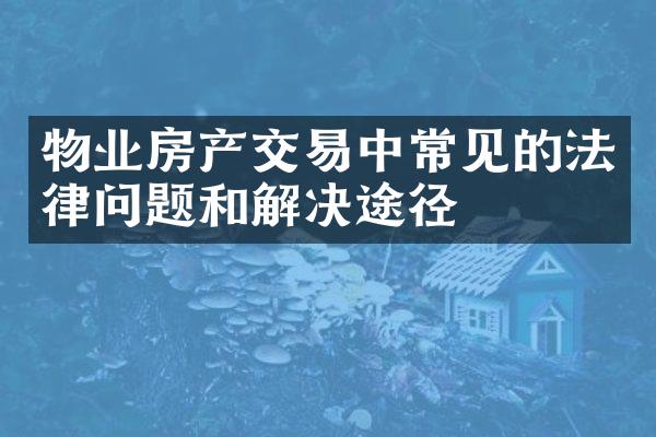 物业房产交易中常见的法律问题和解决途径