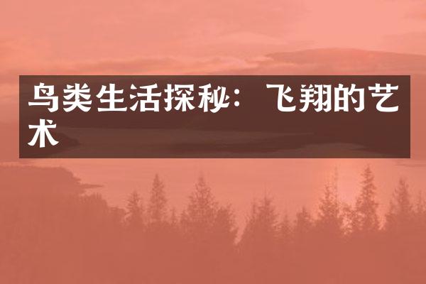 鸟类生活探秘：飞翔的艺术