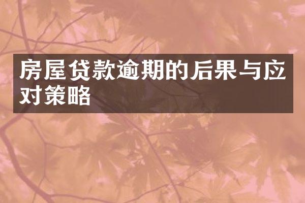 房屋贷款逾期的后果与应对策略