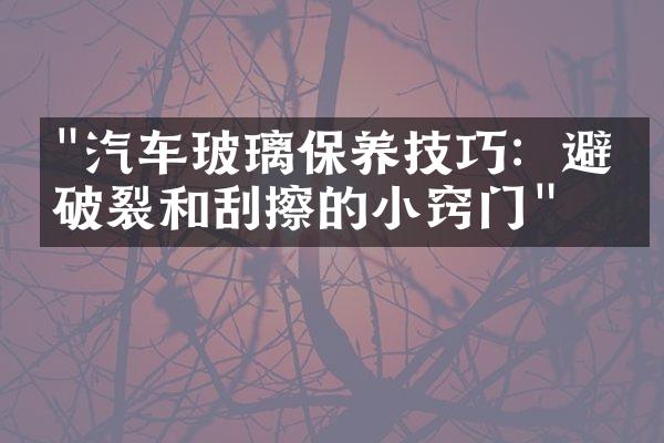 "汽车玻璃保养技巧：避免破裂和刮擦的小窍门"