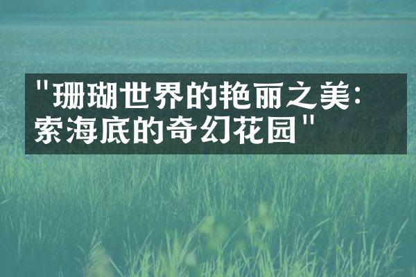 "珊瑚世界的艳丽之美：探索海底的奇幻花园"