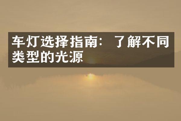 车灯选择指南：了解不同类型的光源