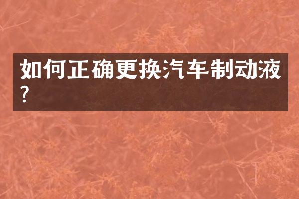 如何正确更换汽车制动液？