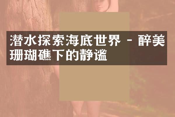 潜水探索海底世界 - 醉美珊瑚礁下的静谧