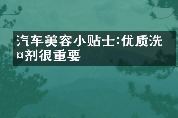 汽车美容小贴士:优质洗涤剂很重要