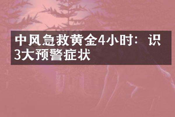 中风急救黄金4小时：识别3大预警症状