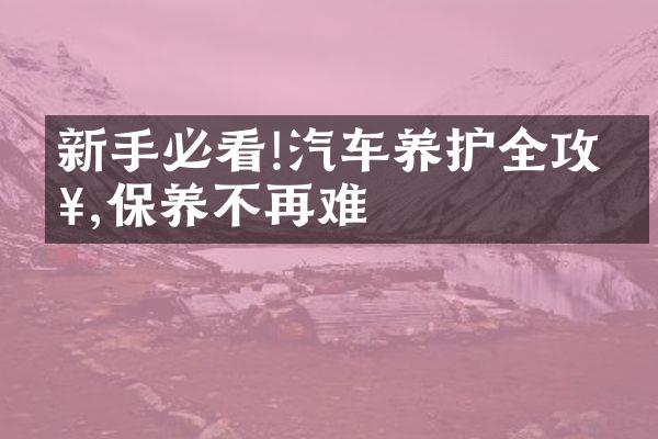 新手必看!汽车养护全攻略,保养不再难