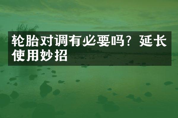 轮胎对调有必要吗？延长使用妙招