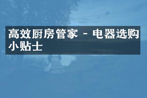 高效厨房管家 - 电器选购小贴士