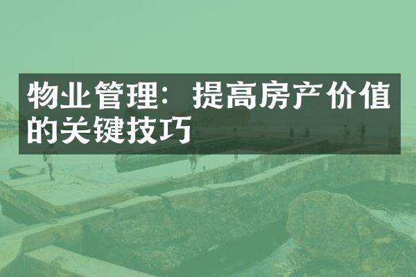物业管理：提高房产价值的关键技巧