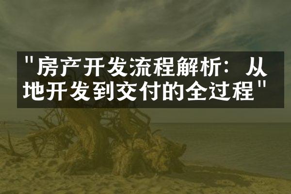 "房产开发流程解析：从土地开发到交付的全过程"