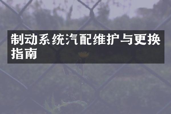 制动系统汽配维护与更换指南