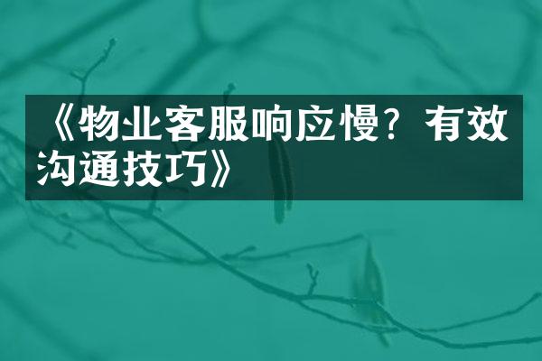 《物业客服响应慢？有效沟通技巧》