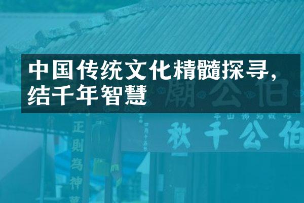 中国传统文化精髓探寻,凝结千年智慧
