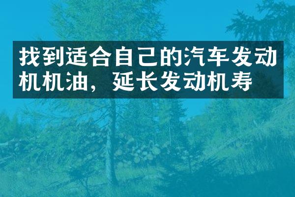 找到适合自己的汽车发动机机油，延长发动机寿命