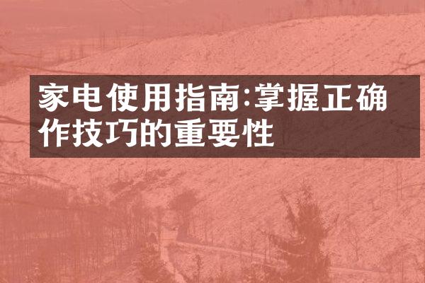 家电使用指南:掌握正确操作技巧的重要性