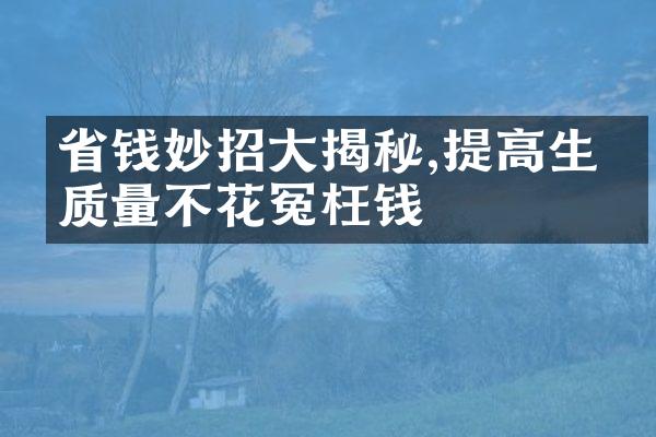 省钱妙招大揭秘,提高生活质量不花冤枉钱
