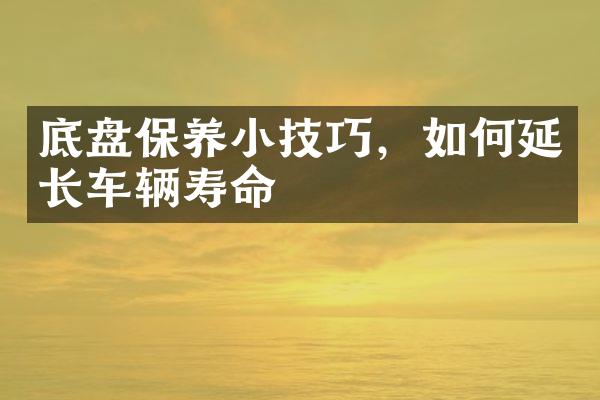 底盘保养小技巧，如何延长车辆寿命