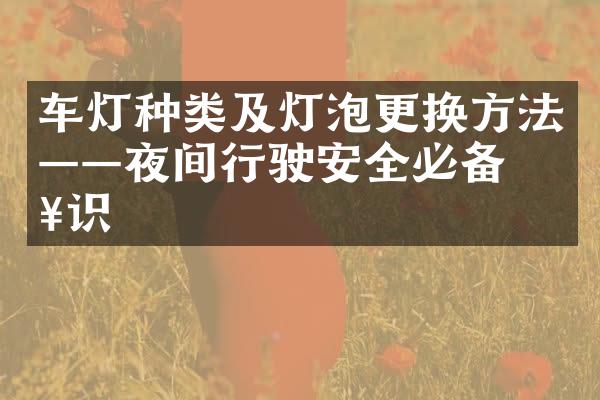 车灯种类及灯泡更换方法&mdash;&mdash;夜间行驶安全必备知识