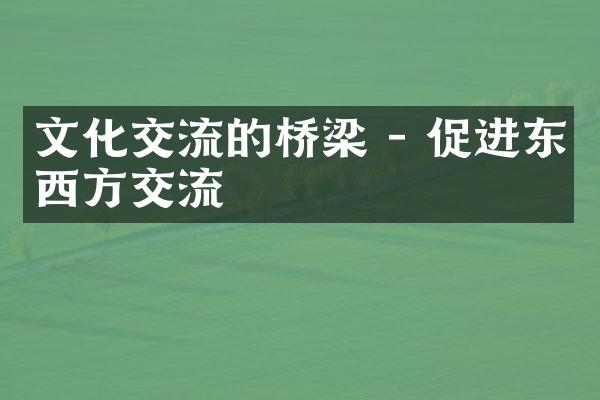 文化交流的桥梁 - 促进东西方交流