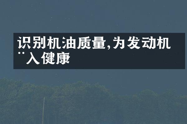 识别机油质量,为发动机注入健康