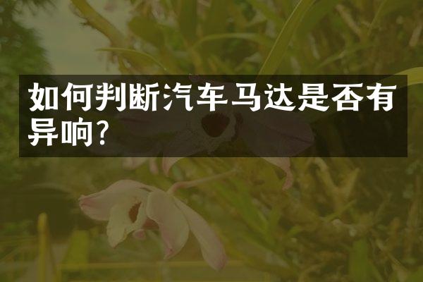 如何判断汽车马达是否有异响？